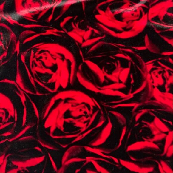 Chico's Women's Black Velvet Midi Dress Red Rose Print Size 2 Formal - Picture 6 of 7